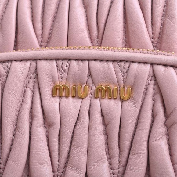 MIU MIU miu MATELASSE Rucksack Backpack 5BZ022 Pink Beige Women's - Picture 8 of 10